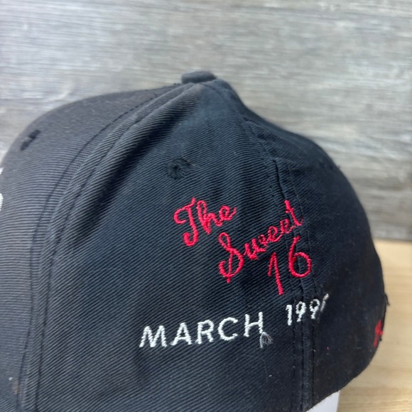 Vintage Kansas Jayhawks Hat Cap Strapback Black Womens Basketball Sweet 16 90s - Picture 4 of 11